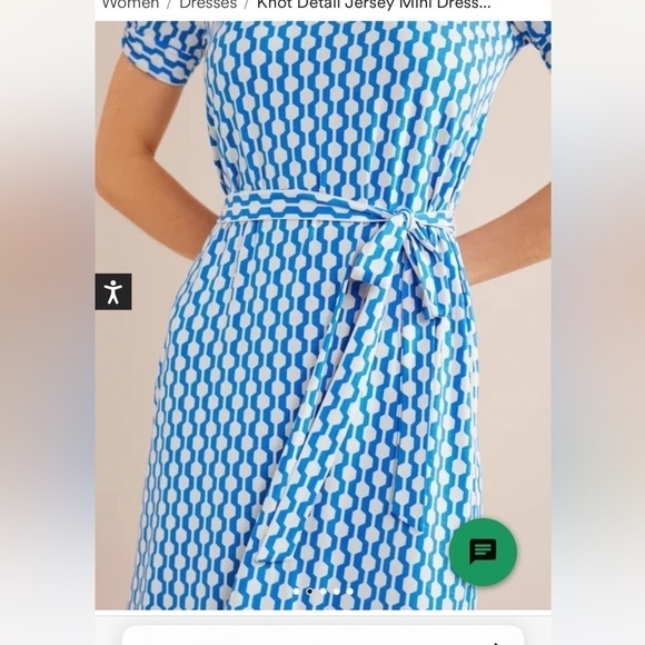 NWT Boden Knot Detail Jersey Mini Dress in Moroccan blue, Geo Azure - Picture 10 of 11